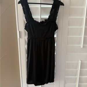 Black Ruffled Babydoll Mini Dress